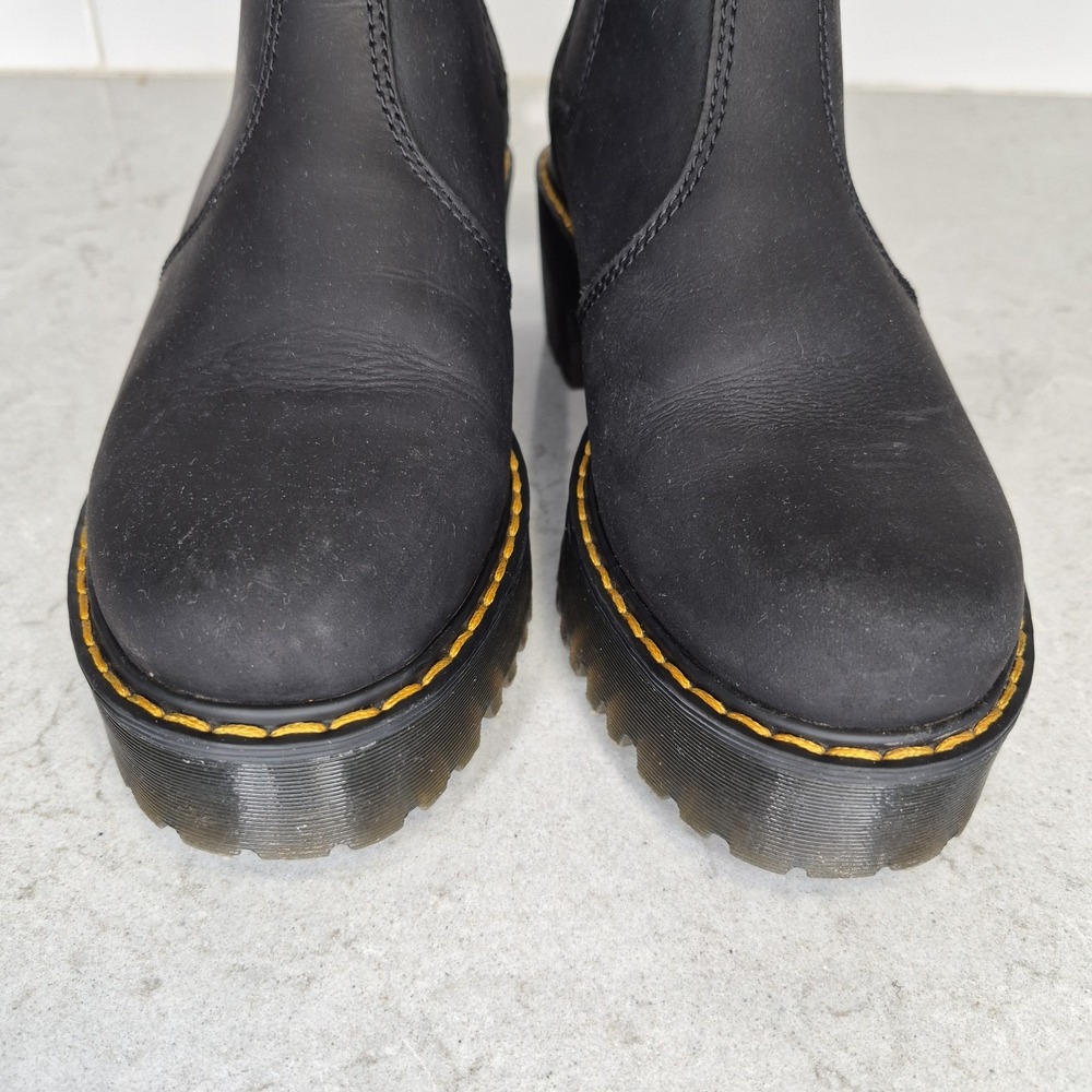 Dr Martens Rometty Women's Sz 6 Black Leather Platform‎ Chelsea Boot Pull On - Picture 3 of 10
